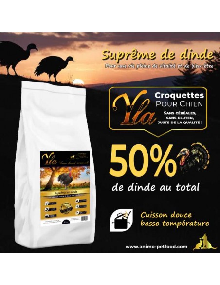Croquettes hypoallergéniques à la dinde pour chiens de grande race, adaptées aux peaux sensibles et aux allergies alimentaires