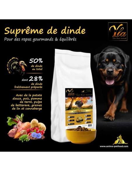 Alimentation pour chiens avec digestion sensible, croquettes hypoallergéniques à la dinde pour grande race