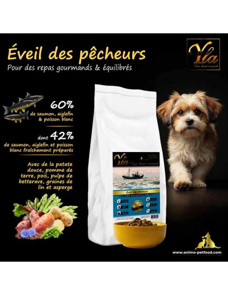 Nourriture naturelle pour chiot, croquettes au poisson pour apaiser les irritations cutanées et faciliter la digestion.