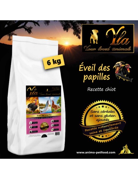 Alimentation pour chiot sans céréales, hypoallergénique, pour peau et digestion sensibles