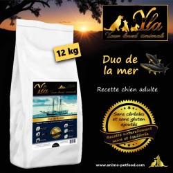 Croquettes hypoallergéniques pour chien adulte, thon et saumon, sans céréales ni gluten, riches en protéine