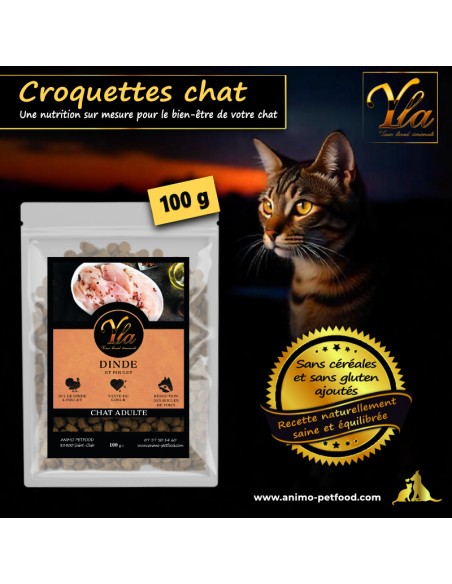 Croquettes naturelles sans céréales – Dinde & Poulet pour chat adulte, riches en protéines et digestes.