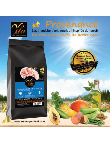 Croquettes à la dinde sans gluten pour chien adulte petite race.