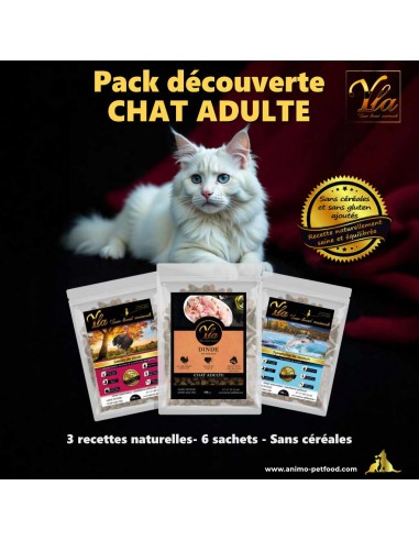 Pack découverte croquettes naturelles chat adulte – Sans céréales, riches en protéines, pour chats sensibles