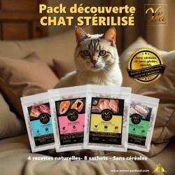 Pack croquettes sans céréales pour chat stérilisé – 4 recettes naturelles