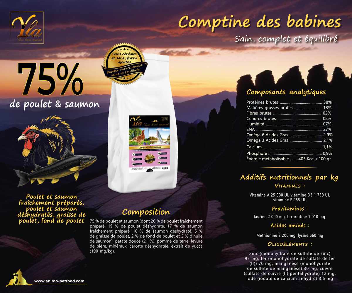 Croquettes pour chatons sensibles au poulet, saumon et patate douce, nutrition hypoallergénique