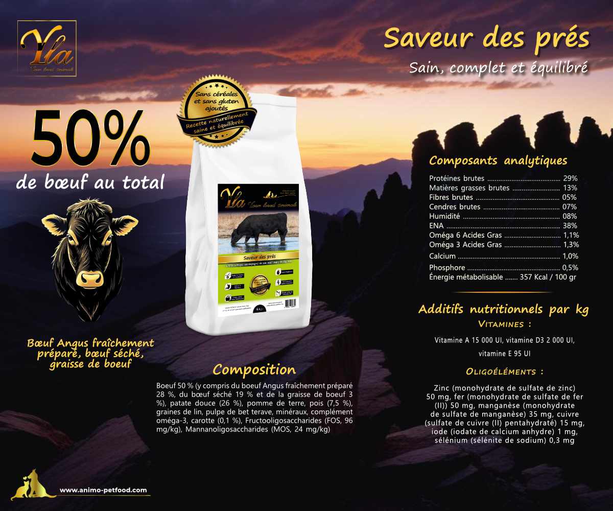 croquettes sans céréale pour chien boeuf composition