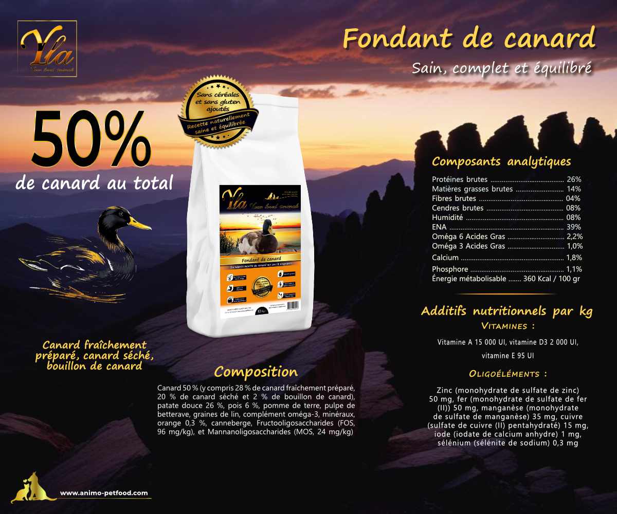 composition croquettes canard sans céréale pour chien