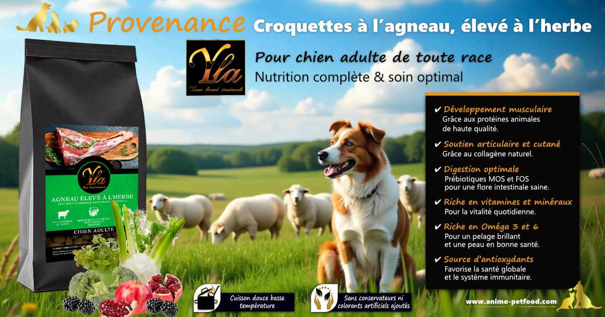 Croquettes à l’agneau pour chien adulte, pour une peau saine et un pelage brillant